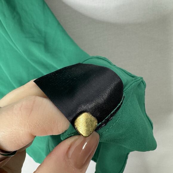 Maeve Anthro Womens Dress 4 Green Valparaiso Chiffon Tie Bow Front Career Preppy - Picture 16 of 16